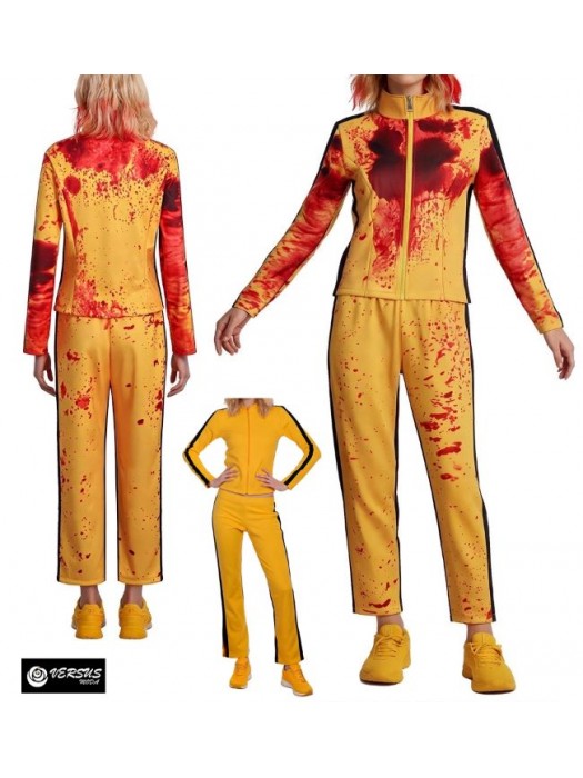 Costume Assassina Travestimento Halloween Cosplay Tuta Gialla Killer KILL01